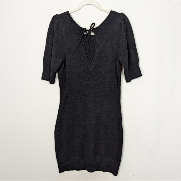 Anthropologie Daily Practice sz L Fuzzy Textured Sweater Dress Open Back Stretch - Picture 6 of 15
